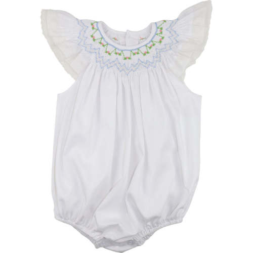 Pique Smocked Rosebud Bubble
