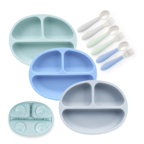 Elk and Friends Silicone Suction Plate + Cutlery
