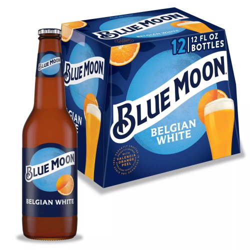 Blue Moon Belgian White Craft Beer, 12 Pack, 12 fl oz Glass Bottles, 5.4% ABV