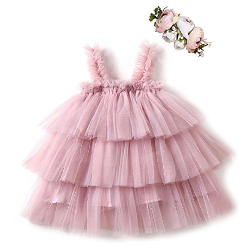 Bow Dream Baby Tutu Flower Girl Dress Wedding with Headband Birthday Party