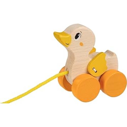 Goki 54884 Pull-Along Animal Duck Toy, Yellow