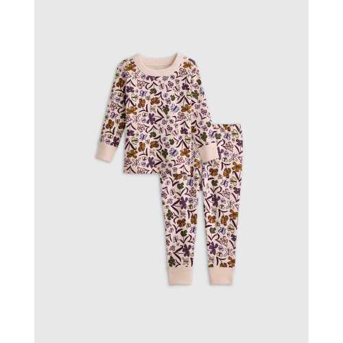 100% Organic Cotton Long Sleeve and Pant Pajama Set in Butterfly Floral