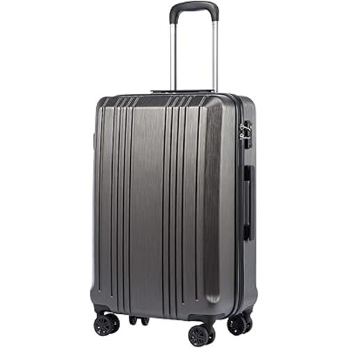 Coolife Luggage Expandable Suitcase PC+ABS with TSA Lock Spinner 20in24in28in (Grey, L(28))