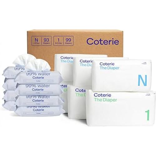 Coterie Baby Wipes Diapers Kit Hypoallergenic Plant Based Materials
