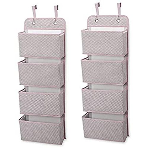 Delta Children 4 Pocket Over The Door Hanging Organizer - 2 Pack, Easy Storage/Organization Solution - Versatile and Accessible in Any Room in the House, Pink - Pack of 2