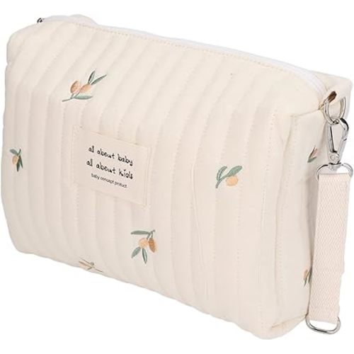 Baby Diaper Bag, Large Capacity Outdoor Diaper Bag Multifunctional Portable Cotton Cloth for Shopping for Mother(Olive embroidery)