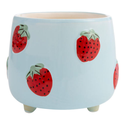 Blue Ceramic Strawberry Planter