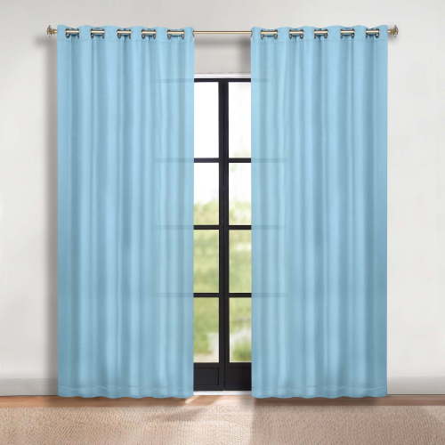 Superior Blackout Solid Light Filtering Grommet Curtain Panel Set, 70" x 108", Light Blue