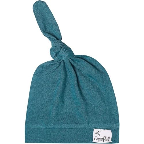 Copper Pearl Baby Beanie Hat Top Knot Stretchy Soft Steel