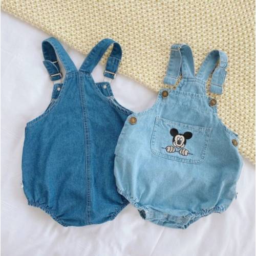 Retro Denim Mickey Mouse Romper – August + Willow