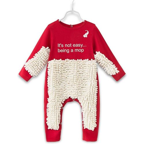 Cute Baby Mop Onesie, Funny Long Sleeve Romper, Perfect for a Crawling Baby