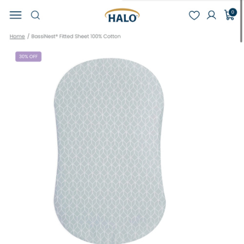 HALO - BassiNest Fitted Sheet 100% Cotton | Morning Mist - Gray