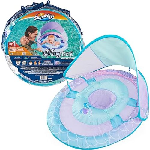 Swimways Sun Canopy Inflatable Baby Spring Float for Kids 9-24 Months - Mermaid