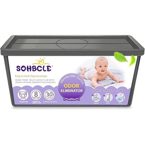 Refills Compatible with Genie Easy Roll Signature Diaper Pail and Platinum Diaper Pail, Upgraded 30 Bags Hold up to 1400 Newborn Diapers, Extra Thickness Powerful Odor Control, Plant Scented