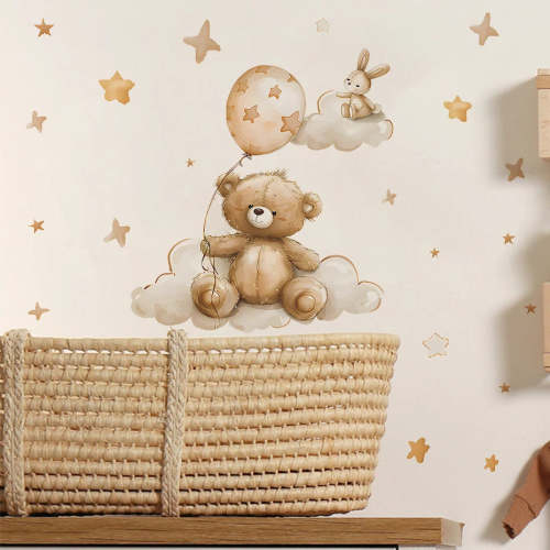 Sweet Nursery Dreams Wall Decal Stickers - Neutral Rustic Bear & Bunny