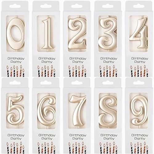 PHD CAKE 10-Count 0-9 Champagne Gold Number Birthday Candles, Number One Birthday, Champagne Number Candles, Party Celebration, Baby Showers
