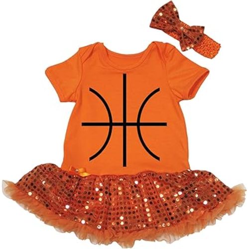 Petitebella Basketball Print Baby Dress Nb-18m
