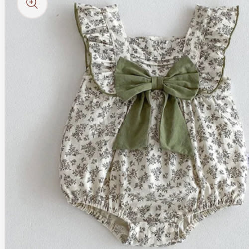 Gardenia Floral Baby Onesie with Bow – Peachy Bloomers