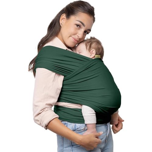 Bobba Baby Wrap Carrier - Stretchy Hands-Free Carrier, Newborn to Toddler 7-35lbs (Organic Serenity Rainforest)