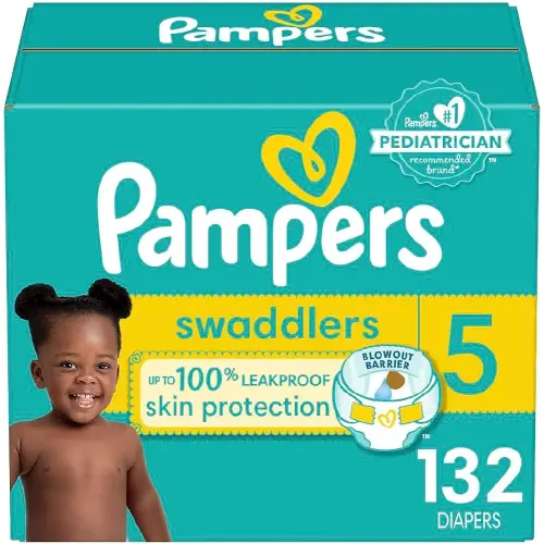 Pampers Baby Diapers - Swaddlers - Size 5, 132 Count, Ultra Absorbent Disposable Infant Diaper