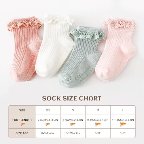 AQOKKA Baby Girl Ruffle Socks Soft Eyelet Lace Frilly Dress Toddler Socks