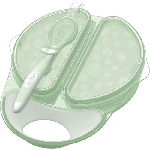 Dr. Brown's Travel Fresh Bowl and Snap-in Spoon for Toddler Feeding On the Go, BPA-Free, 4m+ (Color May Vary)