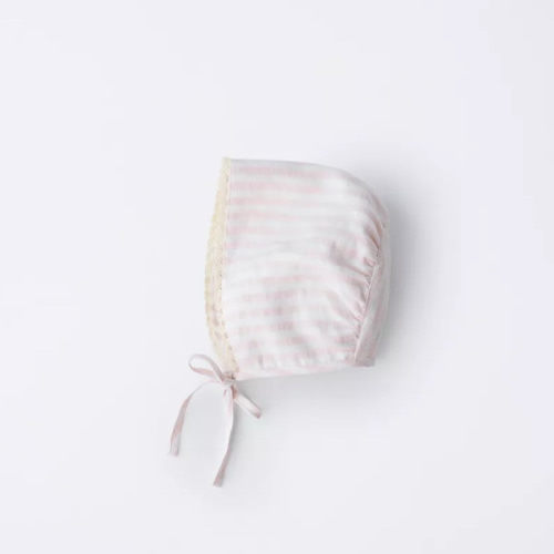 SEERSUCKER STRIPE LACE BONNET - Pale pink | ZARA United States