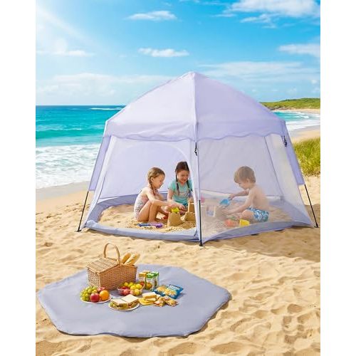 Portable Large Pop Up Kids Indoor Outdoor Tent with Canopy UV Cover,Thick Removable Floor for Sleeping Or Beach Shelter (Lilac)