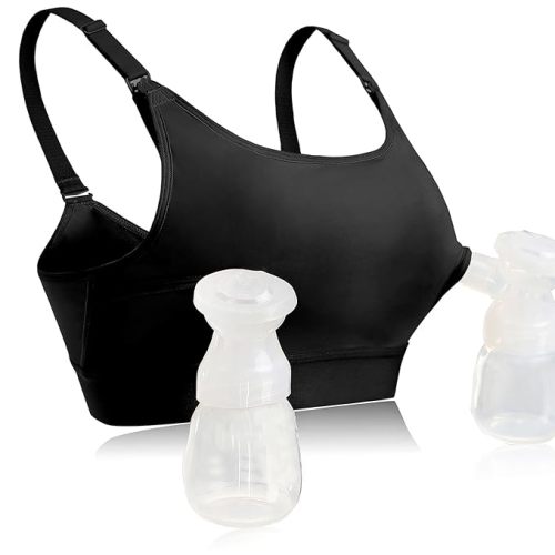 Hands Free Pumping Bra Hands-Free Breast Pump Bra Nursing Bras for Pumping Adjustable Breast-Pumps Holding and Nursing Bra (Black, Small)