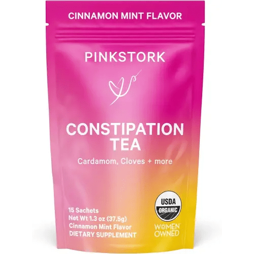 Pink Stork Organic Constipation Tea - Natural & Gentle Support for Digestion, Gas, and Constipation - Prenatal Essentials - Pregnancy and Postpartum Must Haves - 15 Sachets Cinamon Mint Laxative Tea