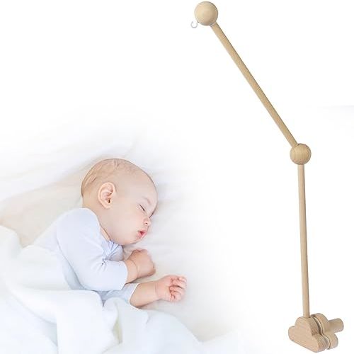 27inch Baby Crib Mobile Arm, Non-Skid Wood Baby Crib Mobile Holder Height Adjustable Angle for Nursery Decor (B)