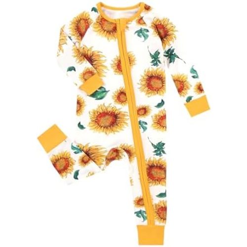 MOSSRIVER Bamboo Viscose Baby Long Sleeve Romper, Cute Pumpkin Prints Zipper Footless Jumpsuit, Toddler One-Piece Outfits