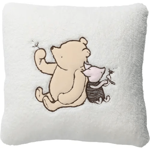 Lambs & Ivy Storytime Pooh Soft Faux Shearling Nursery Throw Pillow - Cream