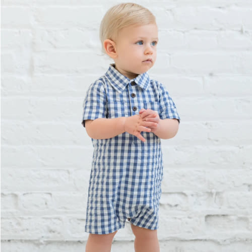 Mato Seersucker Collared Romper