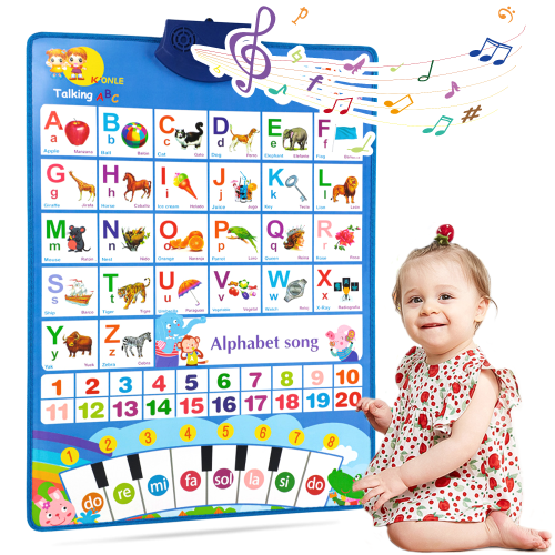 Adofi Upgraded Electronic Bilingual Alphabet Wall Chart, Interactive Learning Toy