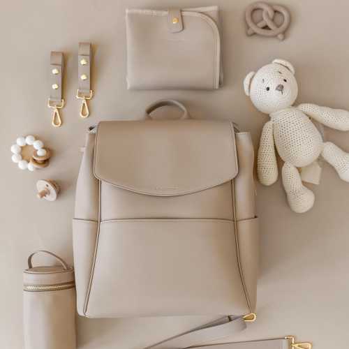 Leather Diaper Bag Backpack with Charging port, Bottle Holder, Changing Pad, and Stroller Straps (FREE US SHIPPING)