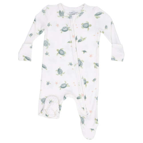 Sea Turtles - 2 Way Zipper Footie 0-3M