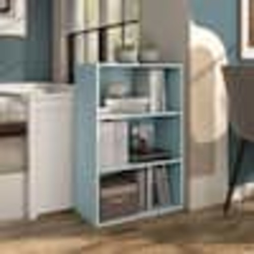 Furniture of America Quincy 35.27 in. Tall Stackable Light Blue Engineered Wood 3-Shelf Modern Modular Bookcase FGI-2381C49-3L