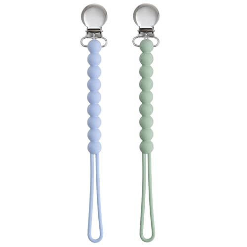 Silicone Pacifier Clip for Baby Boys, Paci Binky Holder 2 Pack | Food Grade Silicone, One Piece Design, Soother Binky Holder, Teething Relief, Baby Shower, Birthday, Christmas, Baby Registry