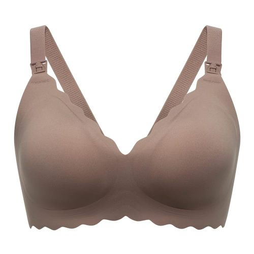 Momcozy Nursing Bras for Breastfeeding, Seamless Pregnancy Maternity Bra Wireless Classic Jelly Strip Support Nursing Bra Dark Brown at Amazon Women’s Clothing store