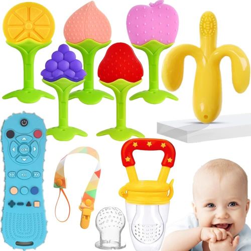 Baby Teething Toys, Freezer BPA Free Silicone Baby Teether Chew Toys, Gifts for Girls Boys- Newborn Infant Toys