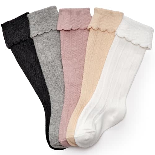 CozyWay Baby & Toddler Knee High Socks For Baby Girls Multi Color - 5 Pack