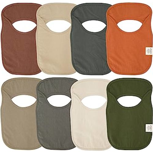 8-Pack Baby Bibs for Boys, Girls - Pull-on Bibs for Baby Girl, Baby Boy, Baby Girl Bib, Baby Boy Bib, Baby Drool Bibs, Baby Bib Unisex, Teething Bibs, Newborn Bibs, Infant, Toddler (Brick)