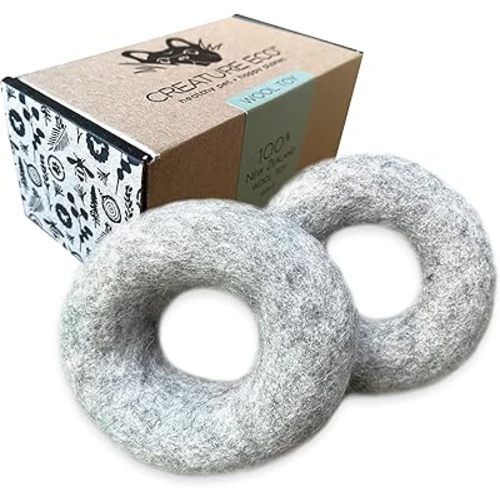 Creature ECO Organic Wool Ring Dog Toys for Moderate Chewers - Eco-Friendly Puppy Toys for Interactive Play - Natural Non Toxic Fetch Toy, Safe for Your Pet & The Planet - 2 Pack