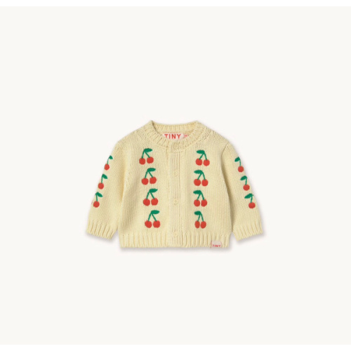 MINI CHERRIES KNITTED BABY CARDIGAN dusty yellow | TINY