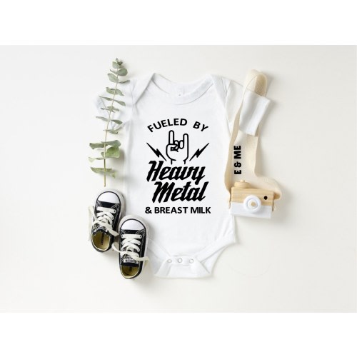 Fueled By Heavy Metal & Breast Milk, Baby Onesie®, Cute Baby Onesie®, Heavy Metal, Music Baby, Baby Gift, Baby Boy Onesie®, Funny Onesie®