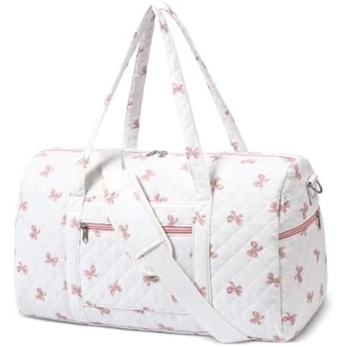 Gym Bag for Women, Cute Duffle Bag, Quilted Duffle Bag for Travel, Floral Duffle Bags, Weekend Bag with Zipper Pocket Dance Bag Organizer