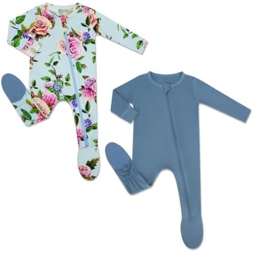 HAPIU Rayon from Bamboo Baby Footed Pajamas, 2 Way Zipper YKK, Footie for Baby Boy Girls, Newborn-24 Months