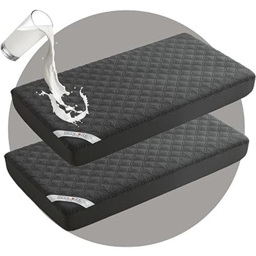 BEDLORE Waterproof Mattress Protector Crib, 2 Pack Soft Gray Mattress Pad, Noiseless Machine Washable Mattress Cover, Ultimate Protection for Your Baby's Crib Toddler Bed (52''x28'')