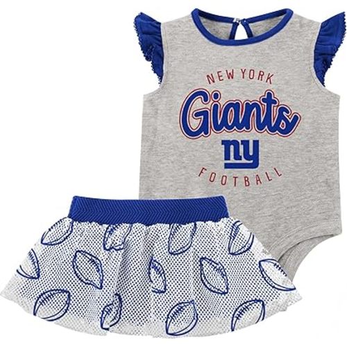 NFL New Born Infant 0/3M-6/9M Officially Licensed All Dolled Up 2 Piece Creeper Bodysuit and Skirt Set